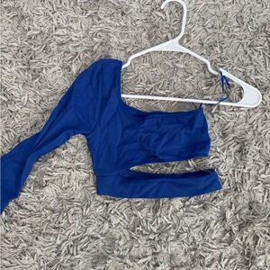 Garage Blue One-Shoulder Crop Top